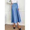 imagePRETTYGARDEN Womens Satin Skirts Dressy Casual 2025 Fall High Waisted Cocktail Wedding Flowy Elegant A Line Midi SkirtBlue