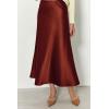imagePRETTYGARDEN Womens Satin Skirts Dressy Casual 2025 Fall High Waisted Cocktail Wedding Flowy Elegant A Line Midi SkirtBrown