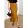imagePRETTYGARDEN Womens Satin Skirts Dressy Casual 2025 Fall High Waisted Cocktail Wedding Flowy Elegant A Line Midi SkirtBrown Yellow