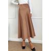 imagePRETTYGARDEN Womens Satin Skirts Dressy Casual 2025 Fall High Waisted Cocktail Wedding Flowy Elegant A Line Midi SkirtCoffee