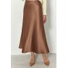 imagePRETTYGARDEN Womens Satin Skirts Dressy Casual 2025 Fall High Waisted Cocktail Wedding Flowy Elegant A Line Midi SkirtCoffee