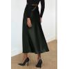 imagePRETTYGARDEN Womens Satin Skirts Dressy Casual 2025 Fall High Waisted Cocktail Wedding Flowy Elegant A Line Midi SkirtDark Army Green