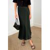 imagePRETTYGARDEN Womens Satin Skirts Dressy Casual 2025 Fall High Waisted Cocktail Wedding Flowy Elegant A Line Midi SkirtDark Army Green