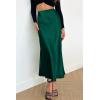 imagePRETTYGARDEN Womens Satin Skirts Dressy Casual 2025 Fall High Waisted Cocktail Wedding Flowy Elegant A Line Midi SkirtDark Green
