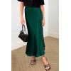 imagePRETTYGARDEN Womens Satin Skirts Dressy Casual 2025 Fall High Waisted Cocktail Wedding Flowy Elegant A Line Midi SkirtDark Green