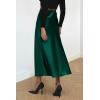 imagePRETTYGARDEN Womens Satin Skirts Dressy Casual 2025 Fall High Waisted Cocktail Wedding Flowy Elegant A Line Midi SkirtDark Green
