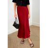imagePRETTYGARDEN Womens Satin Skirts Dressy Casual 2025 Fall High Waisted Cocktail Wedding Flowy Elegant A Line Midi SkirtDark Red