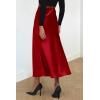 imagePRETTYGARDEN Womens Satin Skirts Dressy Casual 2025 Fall High Waisted Cocktail Wedding Flowy Elegant A Line Midi SkirtDark Red