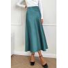 imagePRETTYGARDEN Womens Satin Skirts Dressy Casual 2025 Fall High Waisted Cocktail Wedding Flowy Elegant A Line Midi SkirtLake Blue