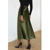imagePRETTYGARDEN Womens Satin Skirts Dressy Casual 2025 Fall High Waisted Cocktail Wedding Flowy Elegant A Line Midi SkirtLight Army Green