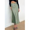 imagePRETTYGARDEN Womens Satin Skirts Dressy Casual 2025 Fall High Waisted Cocktail Wedding Flowy Elegant A Line Midi SkirtLight Green