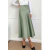imagePRETTYGARDEN Womens Satin Skirts Dressy Casual 2025 Fall High Waisted Cocktail Wedding Flowy Elegant A Line Midi SkirtLight Green
