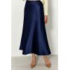 imagePRETTYGARDEN Womens Satin Skirts Dressy Casual 2025 Fall High Waisted Cocktail Wedding Flowy Elegant A Line Midi SkirtNavy