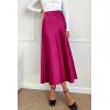 imagePRETTYGARDEN Womens Satin Skirts Dressy Casual 2025 Fall High Waisted Cocktail Wedding Flowy Elegant A Line Midi SkirtRose Red