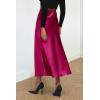 imagePRETTYGARDEN Womens Satin Skirts Dressy Casual 2025 Fall High Waisted Cocktail Wedding Flowy Elegant A Line Midi SkirtRose Red