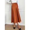 imagePRETTYGARDEN Womens Satin Skirts Dressy Casual 2025 Fall High Waisted Cocktail Wedding Flowy Elegant A Line Midi SkirtRust Red