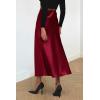 imagePRETTYGARDEN Womens Satin Skirts Dressy Casual 2025 Fall High Waisted Cocktail Wedding Flowy Elegant A Line Midi SkirtWine Red