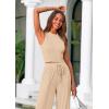 imagePRETTYGARDEN Womens Summer 2 Piece Loungewear Set Cropped Tank Top Wide Leg Sweatpants Tracksuit Casual OutfitsApricot