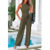 imagePRETTYGARDEN Womens Summer 2 Piece Loungewear Set Cropped Tank Top Wide Leg Sweatpants Tracksuit Casual OutfitsArmy Green