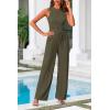 imagePRETTYGARDEN Womens Summer 2 Piece Loungewear Set Cropped Tank Top Wide Leg Sweatpants Tracksuit Casual OutfitsArmy Green