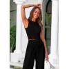 imagePRETTYGARDEN Womens Summer 2 Piece Loungewear Set Cropped Tank Top Wide Leg Sweatpants Tracksuit Casual OutfitsBlack