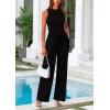 imagePRETTYGARDEN Womens Summer 2 Piece Loungewear Set Cropped Tank Top Wide Leg Sweatpants Tracksuit Casual OutfitsBlack