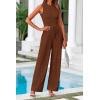 imagePRETTYGARDEN Womens Summer 2 Piece Loungewear Set Cropped Tank Top Wide Leg Sweatpants Tracksuit Casual OutfitsBrown