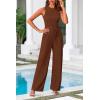 imagePRETTYGARDEN Womens Summer 2 Piece Loungewear Set Cropped Tank Top Wide Leg Sweatpants Tracksuit Casual OutfitsBrown