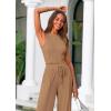 imagePRETTYGARDEN Womens Summer 2 Piece Loungewear Set Cropped Tank Top Wide Leg Sweatpants Tracksuit Casual OutfitsCamel
