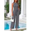 imagePRETTYGARDEN Womens Summer 2 Piece Loungewear Set Cropped Tank Top Wide Leg Sweatpants Tracksuit Casual OutfitsGrey