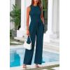 imagePRETTYGARDEN Womens Summer 2 Piece Loungewear Set Cropped Tank Top Wide Leg Sweatpants Tracksuit Casual OutfitsLake Blue