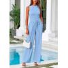 imagePRETTYGARDEN Womens Summer 2 Piece Loungewear Set Cropped Tank Top Wide Leg Sweatpants Tracksuit Casual OutfitsLight Blue