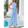 imagePRETTYGARDEN Womens Summer 2 Piece Loungewear Set Cropped Tank Top Wide Leg Sweatpants Tracksuit Casual OutfitsLight Blue