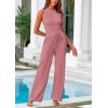 imagePRETTYGARDEN Womens Summer 2 Piece Loungewear Set Cropped Tank Top Wide Leg Sweatpants Tracksuit Casual OutfitsPink
