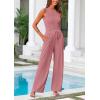 imagePRETTYGARDEN Womens Summer 2 Piece Loungewear Set Cropped Tank Top Wide Leg Sweatpants Tracksuit Casual OutfitsPink