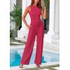 imagePRETTYGARDEN Womens Summer 2 Piece Loungewear Set Cropped Tank Top Wide Leg Sweatpants Tracksuit Casual OutfitsRose Red