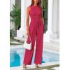 imagePRETTYGARDEN Womens Summer 2 Piece Loungewear Set Cropped Tank Top Wide Leg Sweatpants Tracksuit Casual OutfitsRose Red