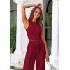 imagePRETTYGARDEN Womens Summer 2 Piece Loungewear Set Cropped Tank Top Wide Leg Sweatpants Tracksuit Casual OutfitsWine Red