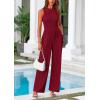 imagePRETTYGARDEN Womens Summer 2 Piece Loungewear Set Cropped Tank Top Wide Leg Sweatpants Tracksuit Casual OutfitsWine Red