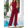 imagePRETTYGARDEN Womens Summer 2 Piece Loungewear Set Cropped Tank Top Wide Leg Sweatpants Tracksuit Casual OutfitsWine Red