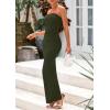 imagePRETTYGARDEN Womens Summer 2025 Semi Formal Cocktail Dresses Strapless Tube Bodycon Ruched Evening Wedding Guest Maxi DressArmy Green