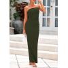 imagePRETTYGARDEN Womens Summer 2025 Semi Formal Cocktail Dresses Strapless Tube Bodycon Ruched Evening Wedding Guest Maxi DressArmy Green