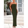 imagePRETTYGARDEN Womens Summer 2025 Semi Formal Cocktail Dresses Strapless Tube Bodycon Ruched Evening Wedding Guest Maxi DressArmy Green