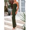 imagePRETTYGARDEN Womens Summer 2025 Semi Formal Cocktail Dresses Strapless Tube Bodycon Ruched Evening Wedding Guest Maxi DressArmy Green
