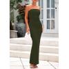 imagePRETTYGARDEN Womens Summer 2025 Semi Formal Cocktail Dresses Strapless Tube Bodycon Ruched Evening Wedding Guest Maxi DressArmy Green