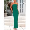 imagePRETTYGARDEN Womens Summer 2025 Semi Formal Cocktail Dresses Strapless Tube Bodycon Ruched Evening Wedding Guest Maxi DressBlue Green
