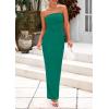 imagePRETTYGARDEN Womens Summer 2025 Semi Formal Cocktail Dresses Strapless Tube Bodycon Ruched Evening Wedding Guest Maxi DressBlue Green