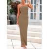 imagePRETTYGARDEN Womens Summer 2025 Semi Formal Cocktail Dresses Strapless Tube Bodycon Ruched Evening Wedding Guest Maxi DressKhaki