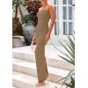 imagePRETTYGARDEN Womens Summer 2025 Semi Formal Cocktail Dresses Strapless Tube Bodycon Ruched Evening Wedding Guest Maxi DressKhaki