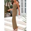 imagePRETTYGARDEN Womens Summer 2025 Semi Formal Cocktail Dresses Strapless Tube Bodycon Ruched Evening Wedding Guest Maxi DressKhaki